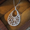 CAOSHI Gorgeous Water Drop Shaped Hollow Design Bling Bling Zircon Bridal Necklaces for Women Wedding Silver Plated CZ Necklaces