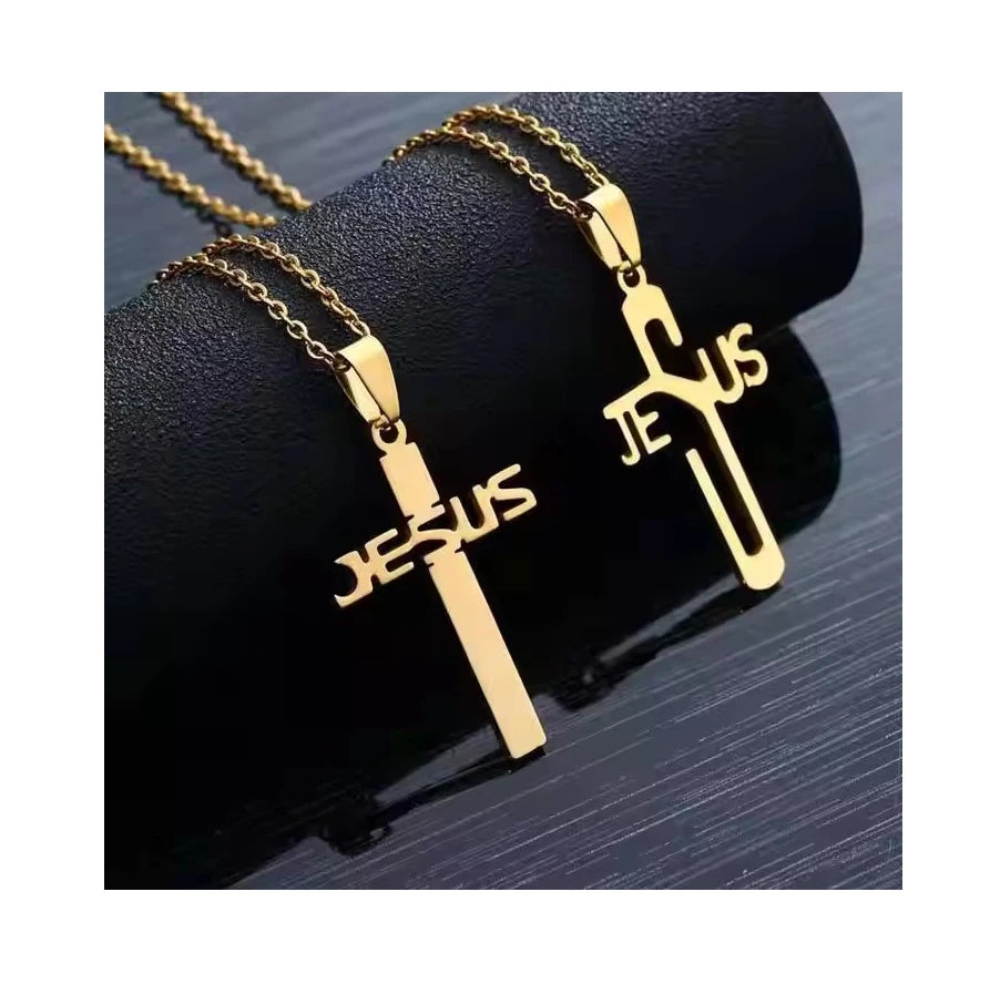 Hot-Sale Personality Christian Jesus Cross Pendant Necklace Wholesale Stainless Steel Cross Necklace for Men Jewelry
