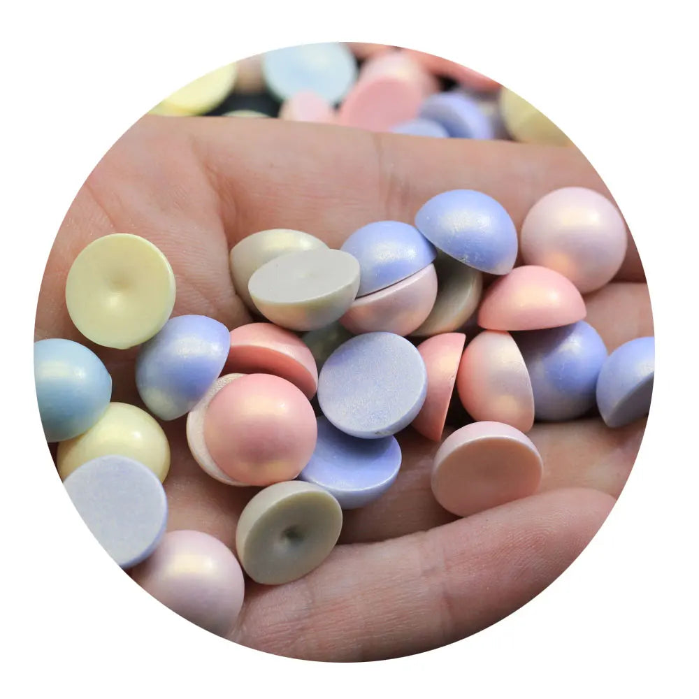 Acrylic Semicircle Cabochon Pearl Color Half Round Beads for Nails Art Slime Accessories