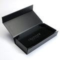 Custom Branding Logo Matte Black Folding Magnetic Closure Paper Gift Box with Flannel Bag Embossing UV Coating Recyclable