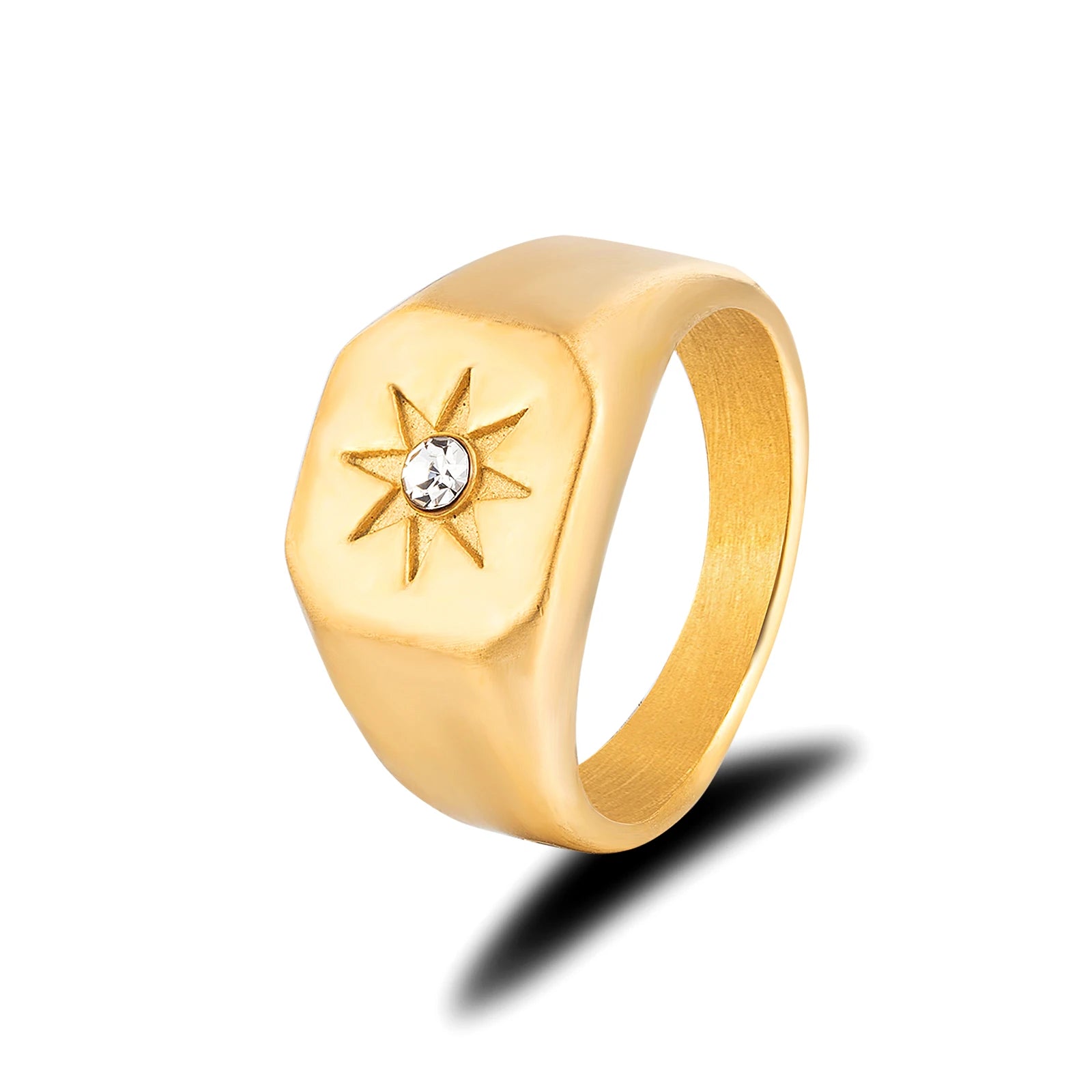 Minimalist Jewelry Custom Men Ring Cubic Zircon Gold Rings Stainless Steel Black Ring Jewelry Gift for Boyfriend