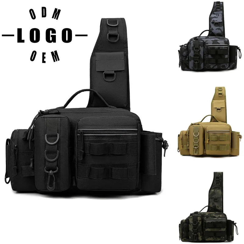 Men Fishing Tackle Bag Single Shoulder Crossbody Tactical Bags Waist Pack Fish Lures Gear Utility Storage Fishing Box Chest Bag