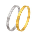 Stainless Steel Geometric Openable 6MM Bracelet Fashion Gold Plating Striped Buckle Bangle for Women Charm Jewelry