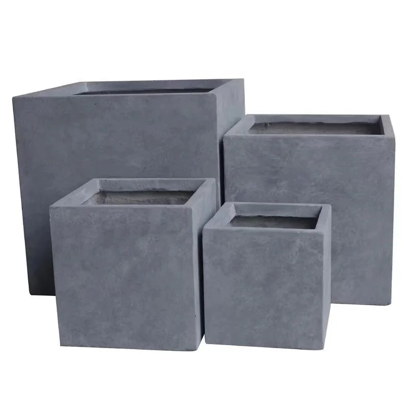 Hot Sale Large Square Fiberglass Flower Pots Garden Plant Box Outdoor Fiber Clay Pots