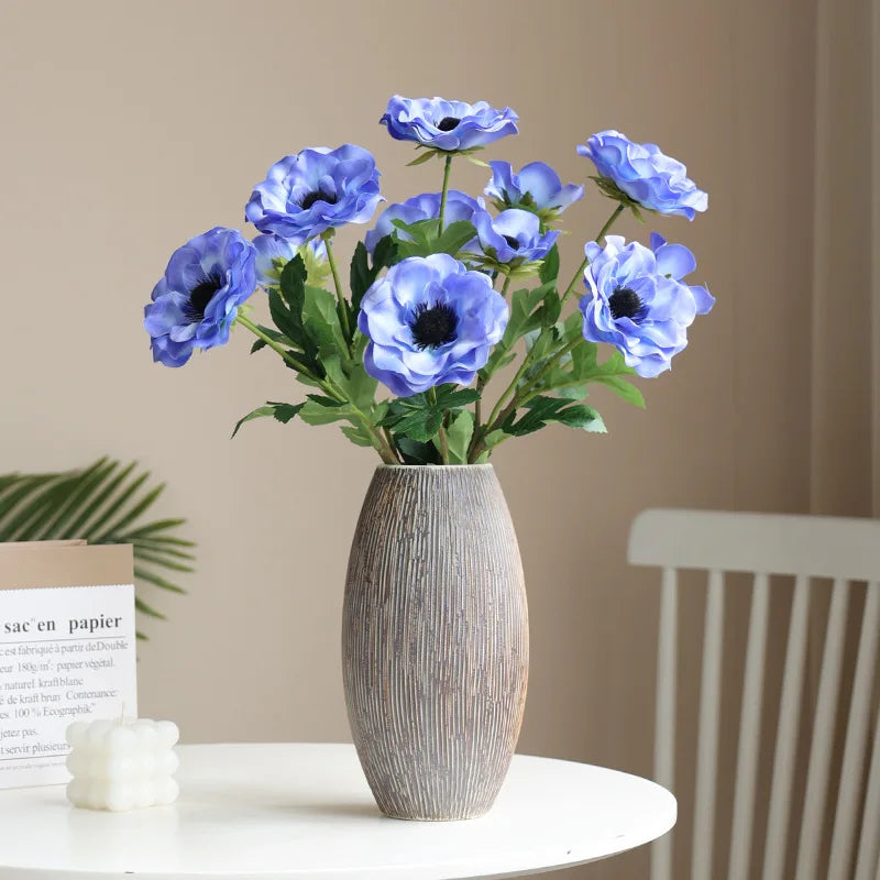 Bulk Supply Single Branch Artificial Pink Anemone Realistic Faux Poppy Anemone Flower for Bridal Bouquet Event Florist Wholesale