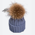 Wholesale Custom Acrylic Knitted Hat Real Fur Pom Beanie With Detachable Pom Pom