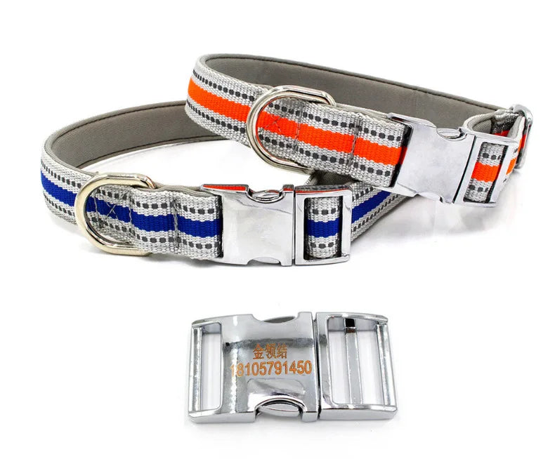 Wholesale Fashion Strong Heavy Duty Personalized Reflective Laser Engraving Pet Dog Collar Buckle