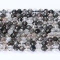 JSES Wholesale A+ Natural Black Rutilated Quartz Faceted Beads 2mm/3mm Loose Beads for Jewelry Making Bracelet DIY Accessories