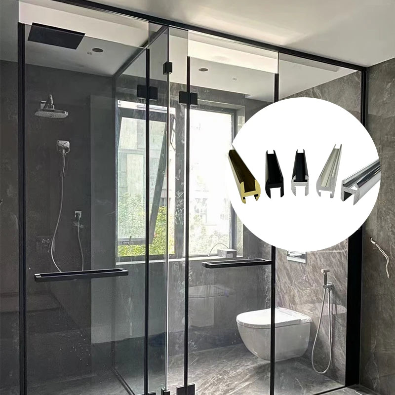 Hot Brightest Polished Aluminium Extruded Profile for Bath Room Shower Enclosure Glass H Channel Aluminum U Channel