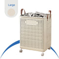 Large Capacity Plastic Foldable Storage Basket with Wheels Household Accessible Dirty Clothes Laundry Basket