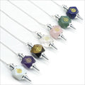 Crystal Engraving Symbolic Pendulums Chakra Reiki Healing Pendants for Divination Dowsing Quartz Pendulum Jewelry for Women Men