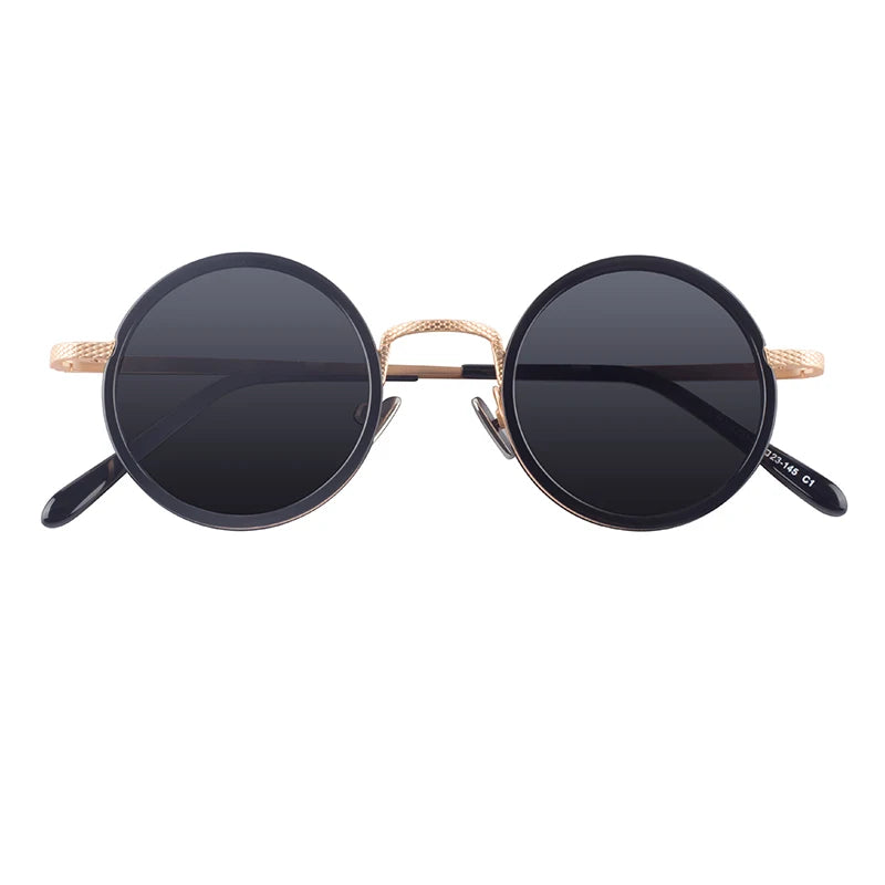 Vintage Trendy Black and Gold Frame Mens Womens Acetate Sunglasses