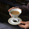 Modern Retro UFO Ceramic Cup with Lid Explosion Crude Pottery Mug Creative Cross-Border Coffee Tea Cup Gift