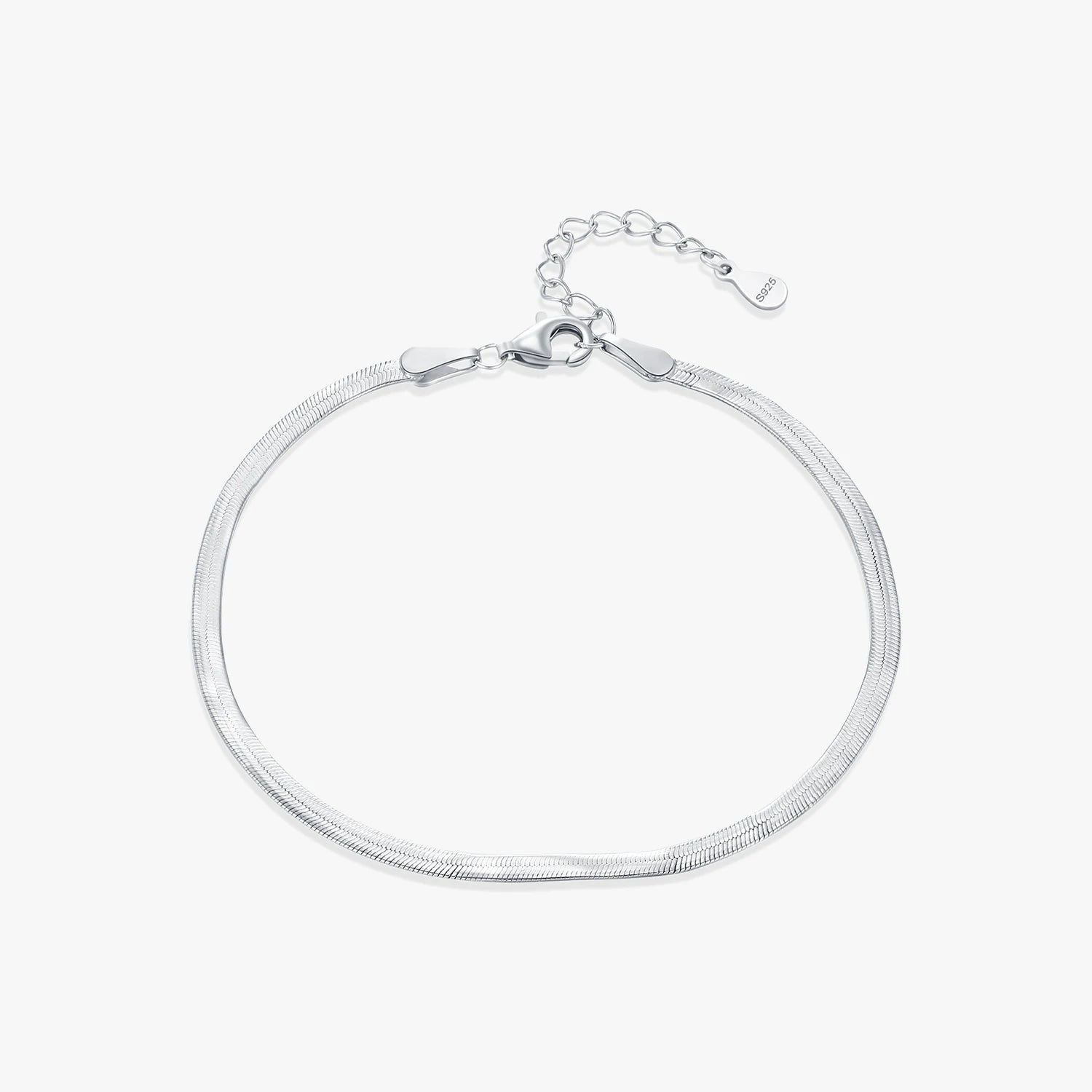 Genuine 925 Sterling Silver Fashion Minimalist Snake Chain Bracelet for Women Daily OL Fine Jewelry Accessories