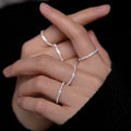 Anel De Prata Silver Sparkling Ring Simple Style Versatile Decorative Compact Index Finger Bling Silver Brass Ring