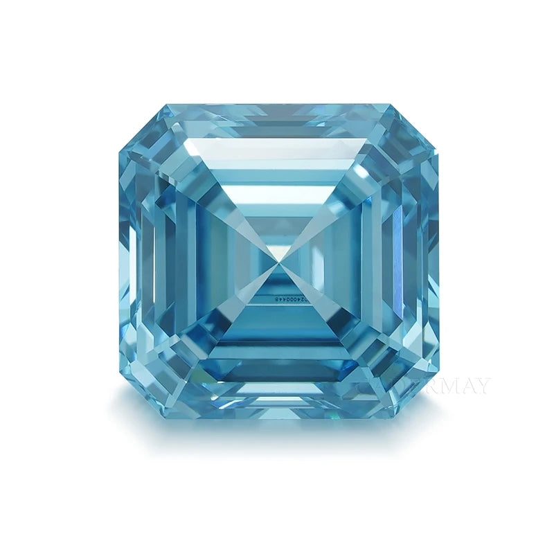 Cadermay Lab Fancy Vivid Blue Asscher Cut 1.5ct Vvs1 Loose Grown Diamonds Cvd Created Diamond for Jewelry Making