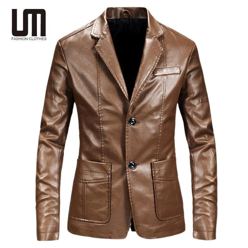 Liu Ming Men's Casual Solid Color Leather Jacket Popular New Trend Wholesale PU Coats for Motorcyclists
