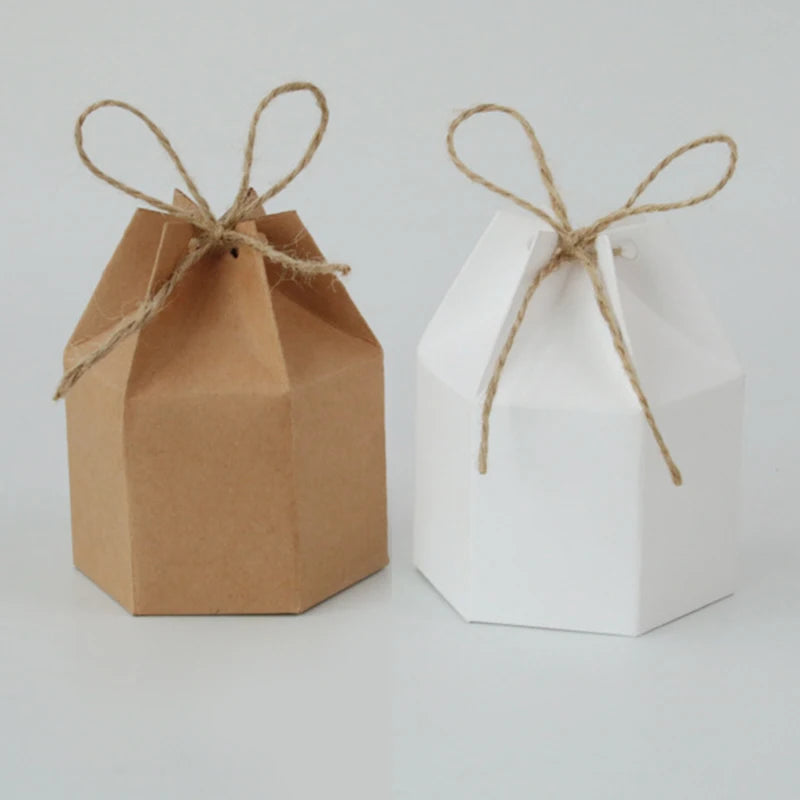 Wholesale Custom Kraft Paper Candy Gift Boxes Lantern Hexagon Shape Wedding Favors Cake Gift Packaging Box Dragees Box