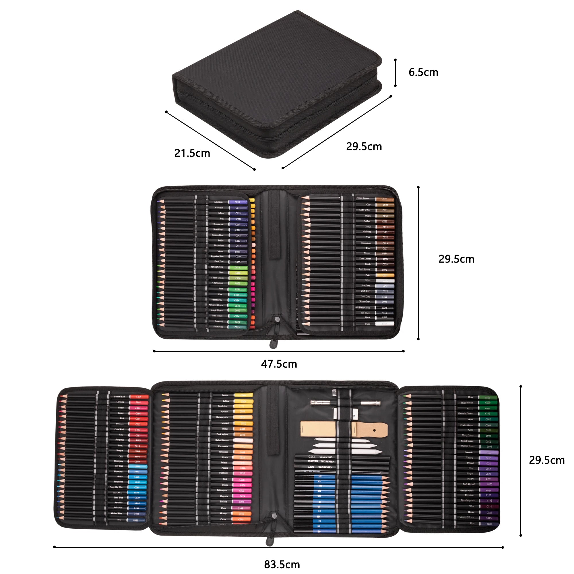 Professional 144 Colored Pencil Set in Nylon Case with 120 Color Pencils and Sketching and Drawing Accessories As Art Supplies