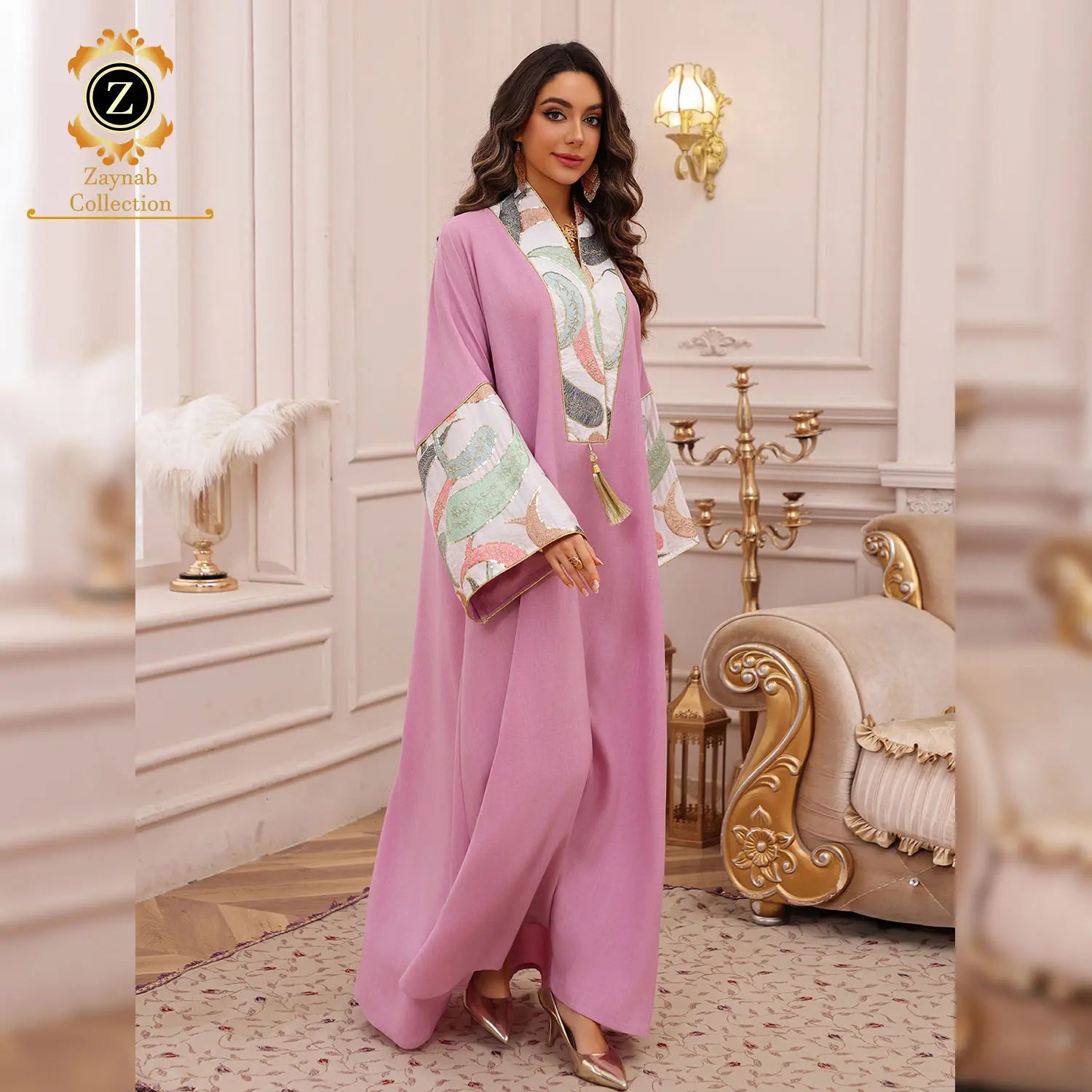Zaynab Jalabiya Dubai Muslim Dress Abaya Handmade Kimono Dress Women Newest MorrocoAbaya Women Muslim Dress