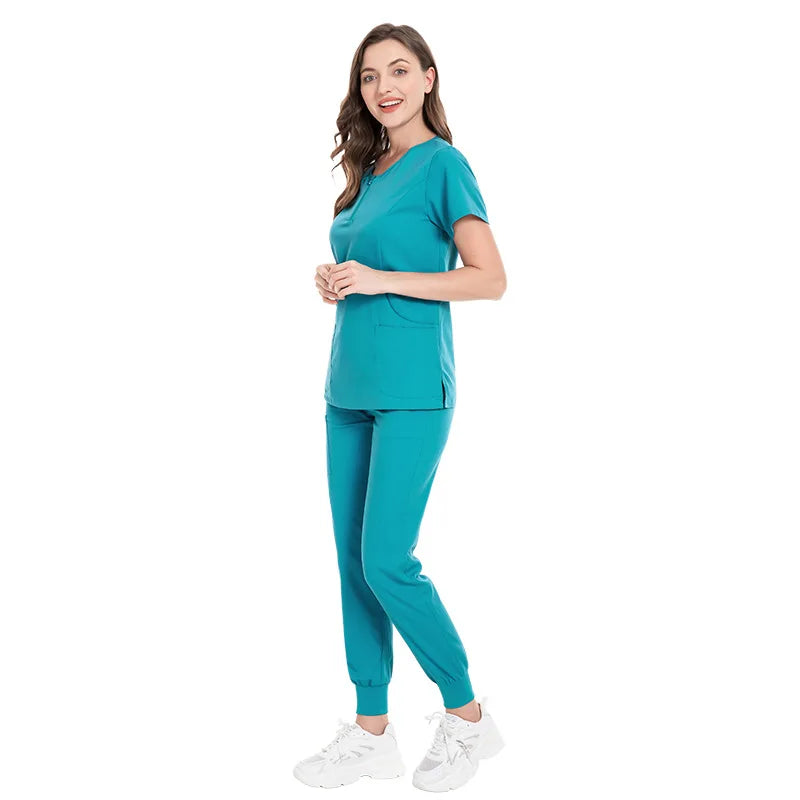 Breathable Uniform Scrub Elasticity Beauty Clinic Dental Uniform Jogger Pants Custom logo Hospital Nurse Unisex Scrubs Sets