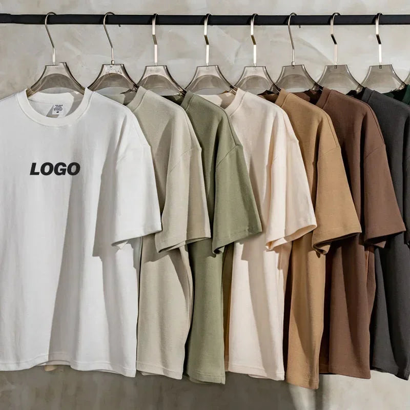 2023 Summer 100% Cotton Long Knitted 200 Grams Solid Color Waffle Sleeveless Oversized Men's T-shirt