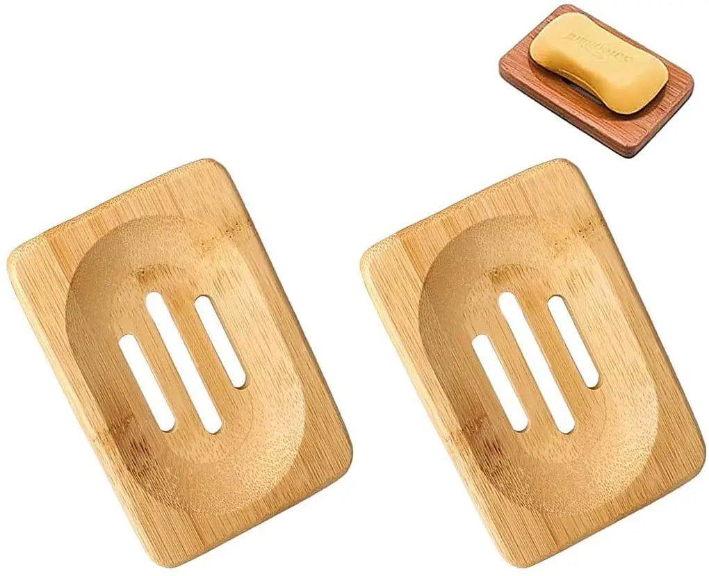 Bamboo Soap Dish Wooden Bar Soap Holder Natural Bamboo Soap Saver Tray for Shower Bathroom Countertop