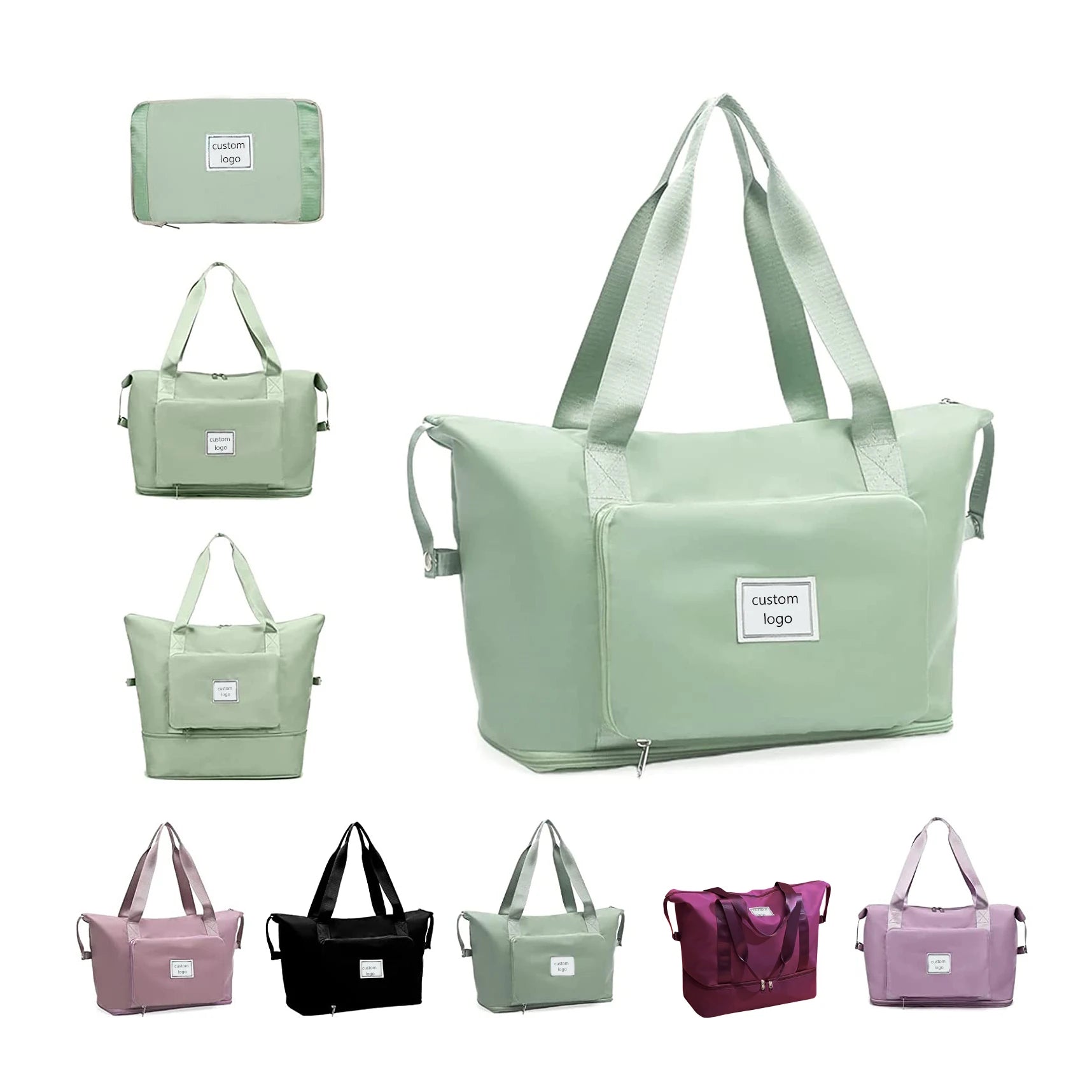 Custom logo Travel Duffel Bag Foldable Gym Bag Overnight Weekend Bags for Women Lightweight Hospital Tote Bag