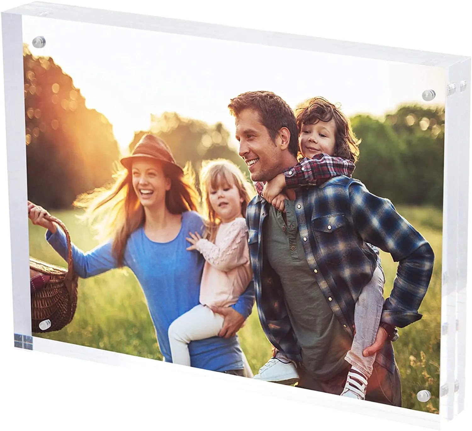 Double Sided Frameless Desktop Display Transparent Magnetic Picture Photo Frames Acrylic Frame