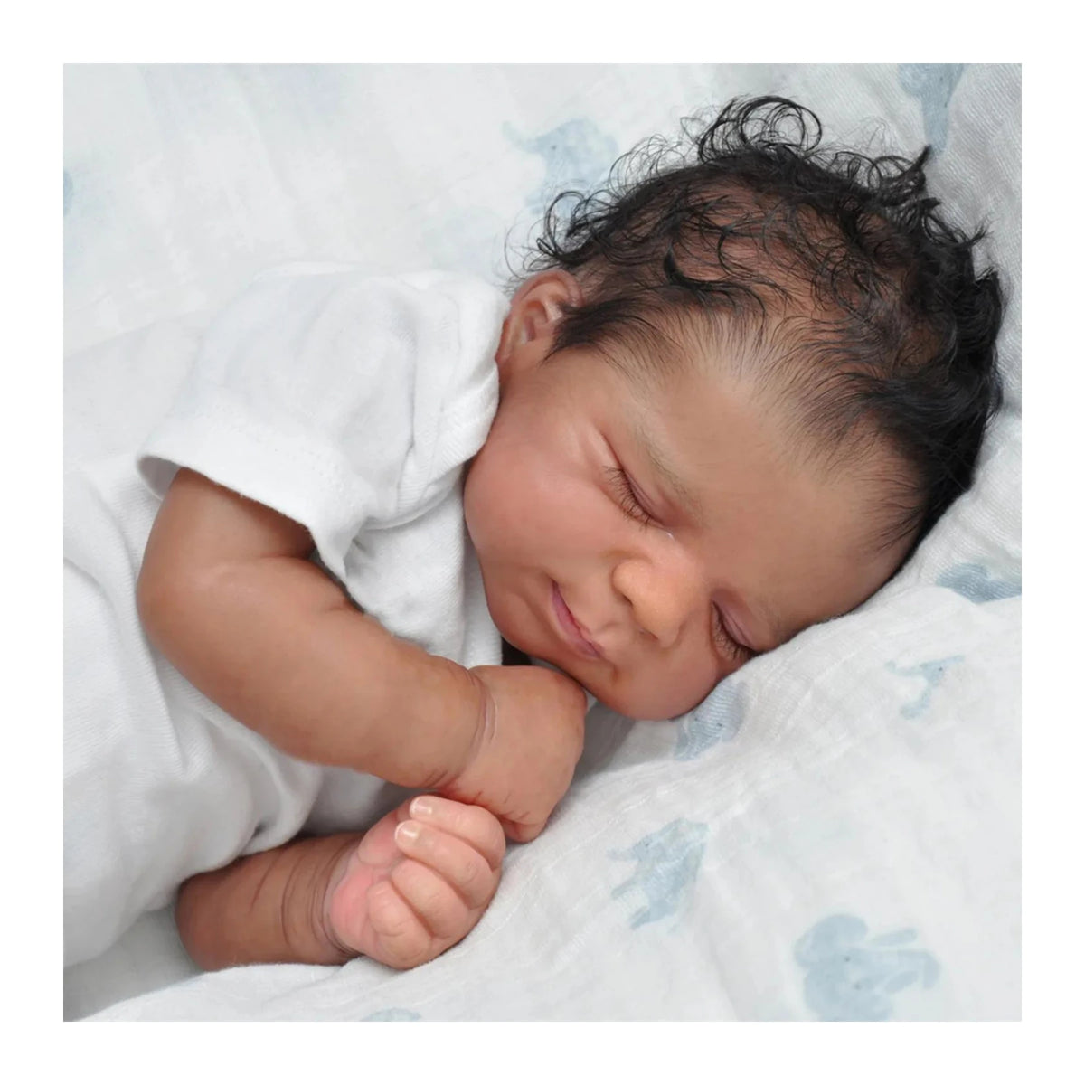 19inch 48cm Asleep Reborn Baby Doll Newborn Bebe Girl Soft Vinyl Toy With Black Skin Doll Lovely Kids Birthday Gift MegaBDM