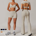 Custom logo Summer 2 Piece Set Women Soft Push up Butt Lifting Tummy Control Padded Elastic Wholesale Nude Feel Gym Fitness Sets