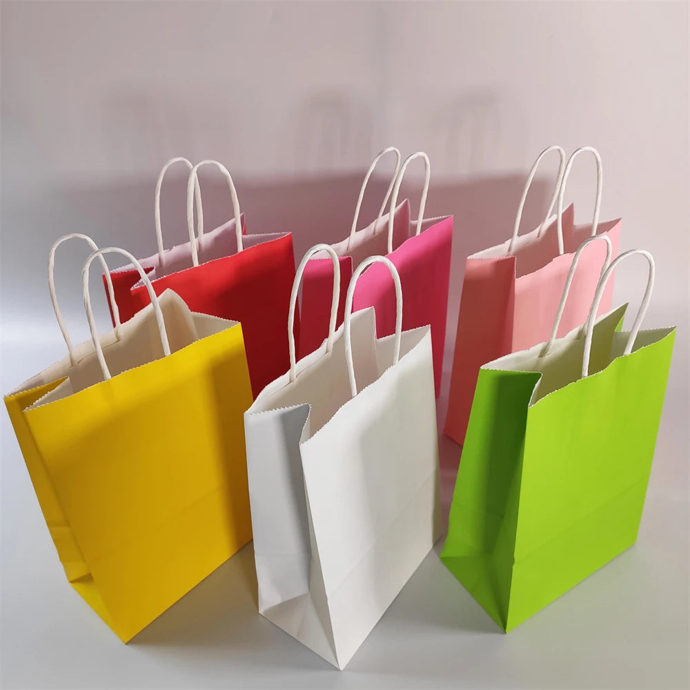 KUAIMA 15*8*21cm Party Supplies and Gifts Favor Gift Bags with Handles Rainbow Gift Bag for Wedding Birthday