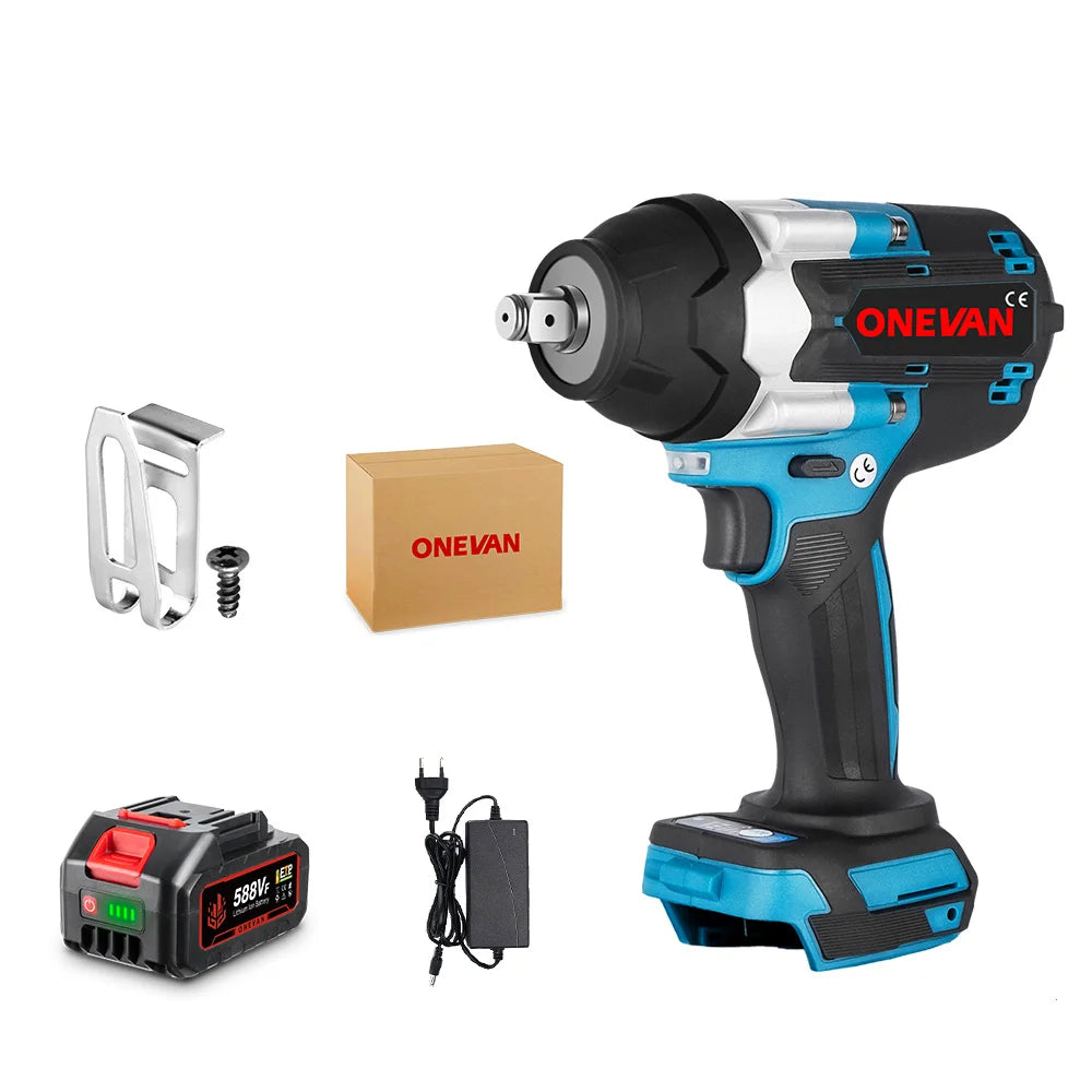 1800N.M Torque Brushless Electric Impact Wrench Battery 1/2" Cordless Wrench Power Tool for Makita 18V Battery