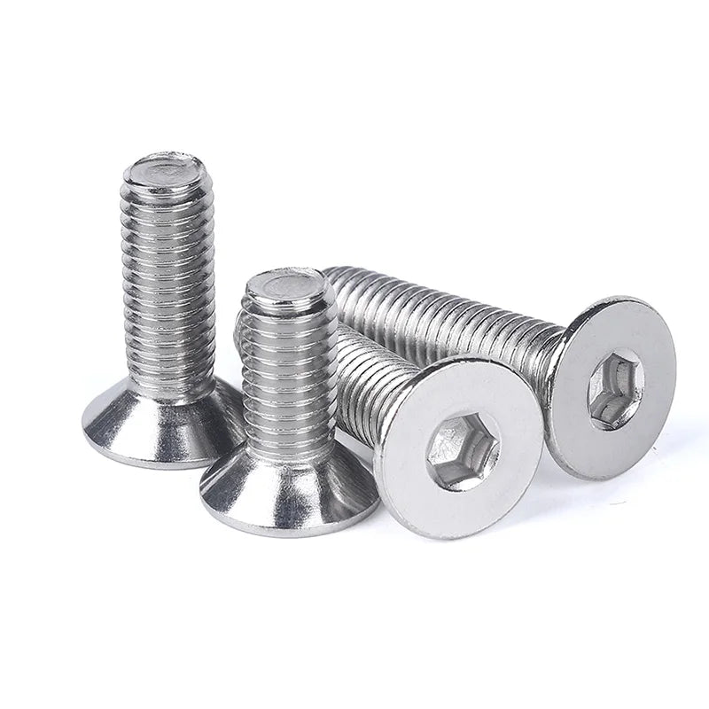 Stainless Steel Metric Polished Flat Head Chamfer Hexagon Socket Screw Class 4.8 & 6.8 Fine Thread 6*6