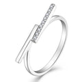 Elegant Sterling Silver Rhodium Plated CZ Bar Ring Jewelry