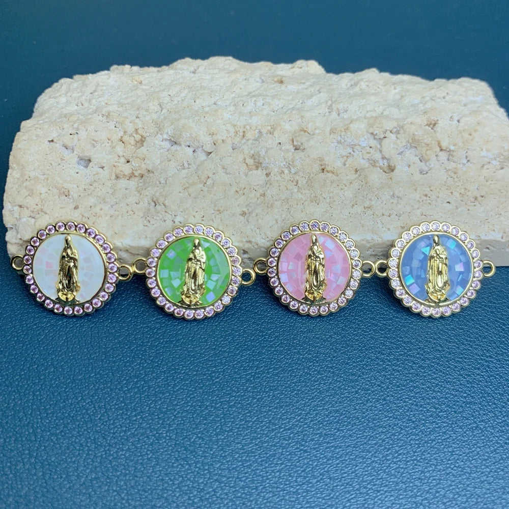 Zircon Sea Shell Religious Virgin Mary Guadalupe Pendants Charms for Women Jewelry Making DIY Necklace Bracelet Accessories