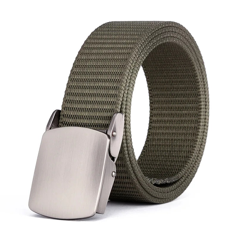 Quality Men's Canvas Fabric Belt Zinc Electroplating Metal Buckle Tactical Belt Hunting Hiking Student Training Sports Belt