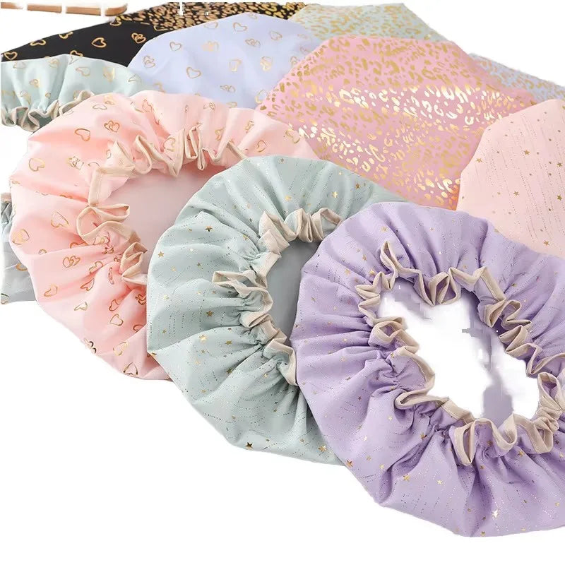 Customizable Luxury Double Layer PEVA Waterproof Shower Cap for Women-Eco-friendly Soft Comfortable