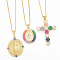Hot Selling Summer Creative Personality Love Flower Cross Necklace Virgin Mary Necklace to My Daughter