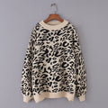 Sweater Women Crew Neck Leopard Knitted Sweater Animal Print Winter Thick Female Pullovers Casual Tops Oversized Sweater