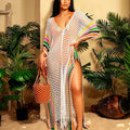 Wholesale Ladies Crocheted Beach Cover up Swimwear Bikini Beach Maxi Wrap Skirt Tassel Beach Dress Kaftan for Women Summer 2023