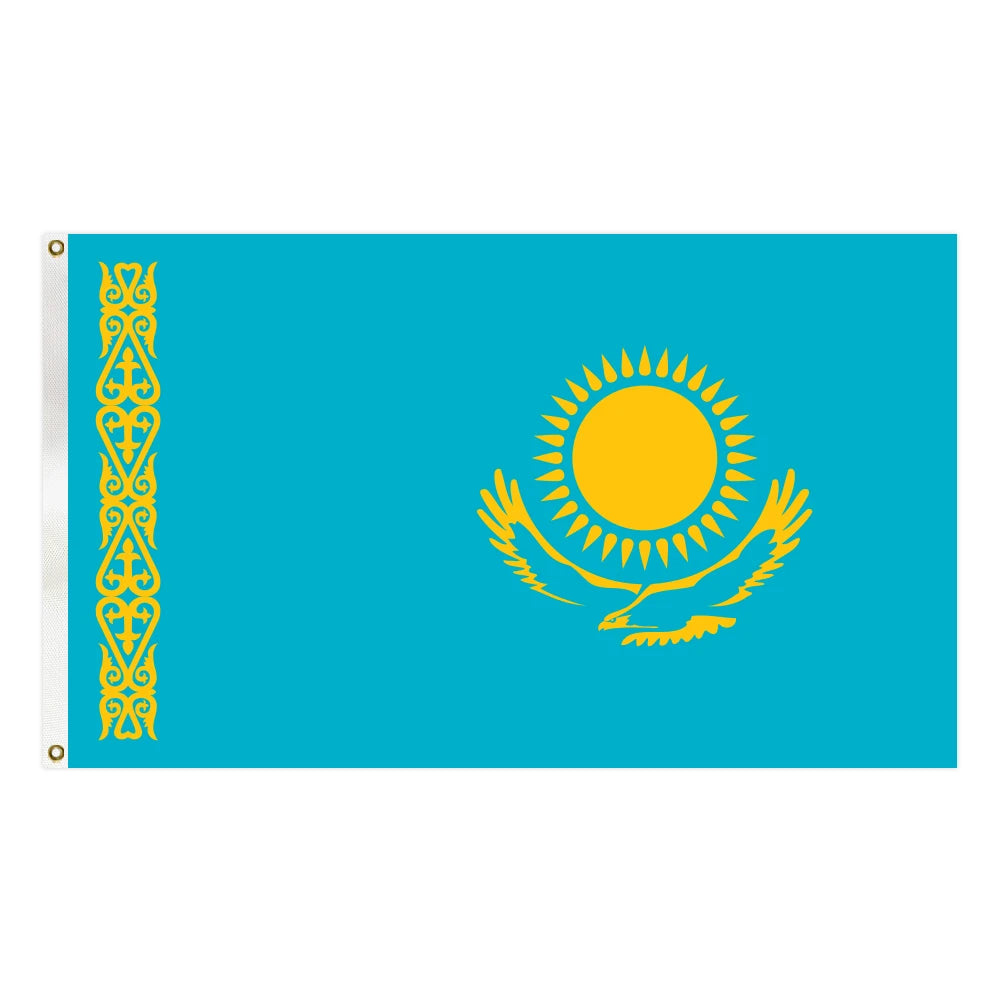 3x5FT Polyester Cheap Price Kazakhstan Country Flag and National Flag With Two Grommets