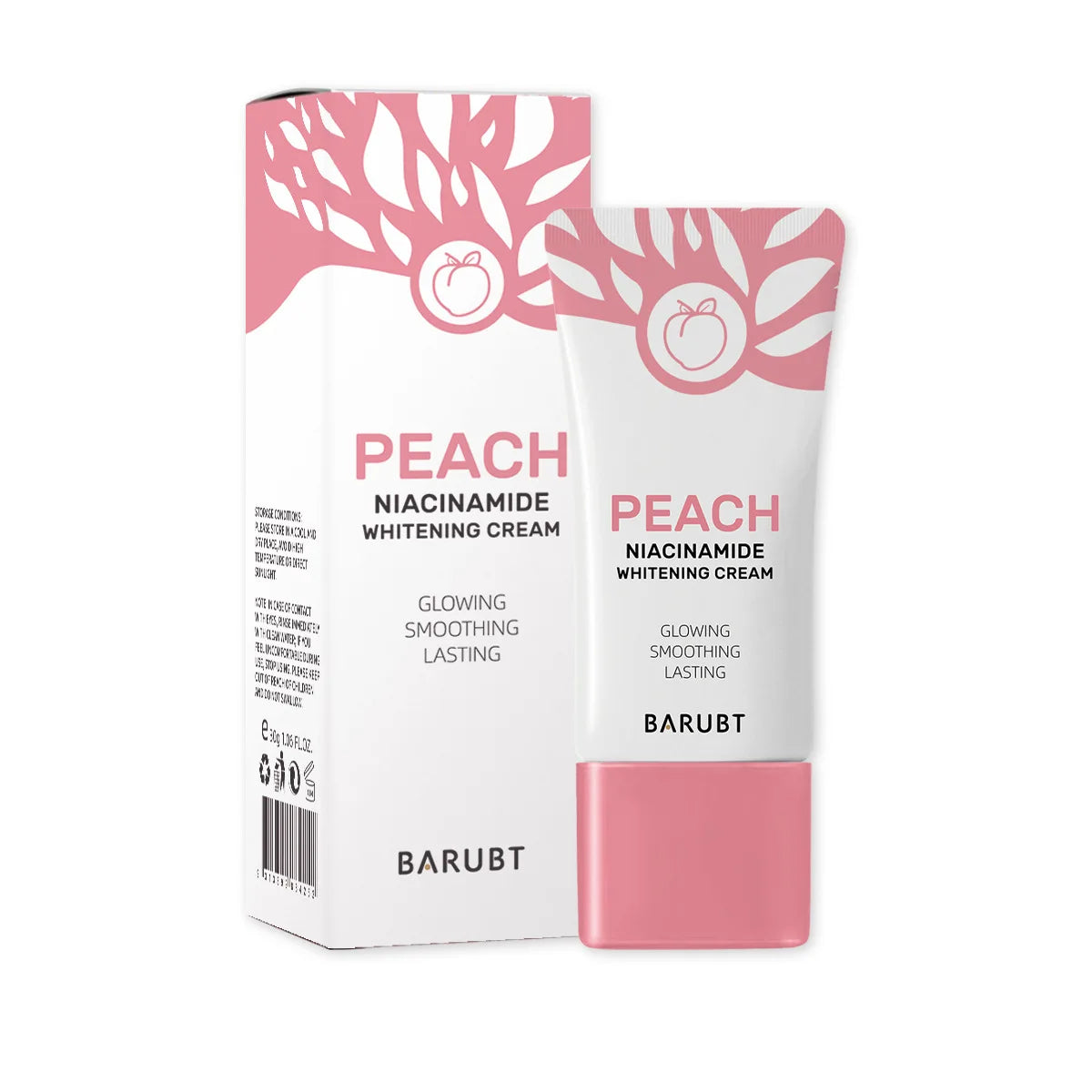 BARUBT Organic Peach Body Cream Lasting Whitening & Firming Moisturizer Lightening Herbal Ingredients Vegan Smoothing Cream