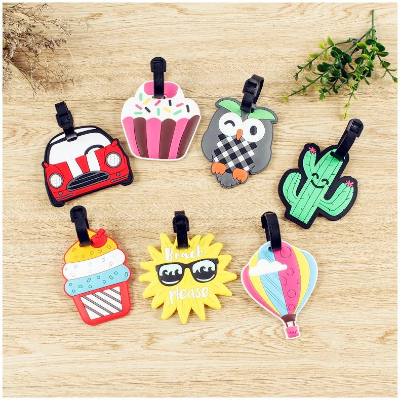 Spring Model 001 Cartoon Silicone Luggage Tag Creative Hanging Check-In Tag PVC Soft Rubber Boarding Pass Accessory Badge Holder