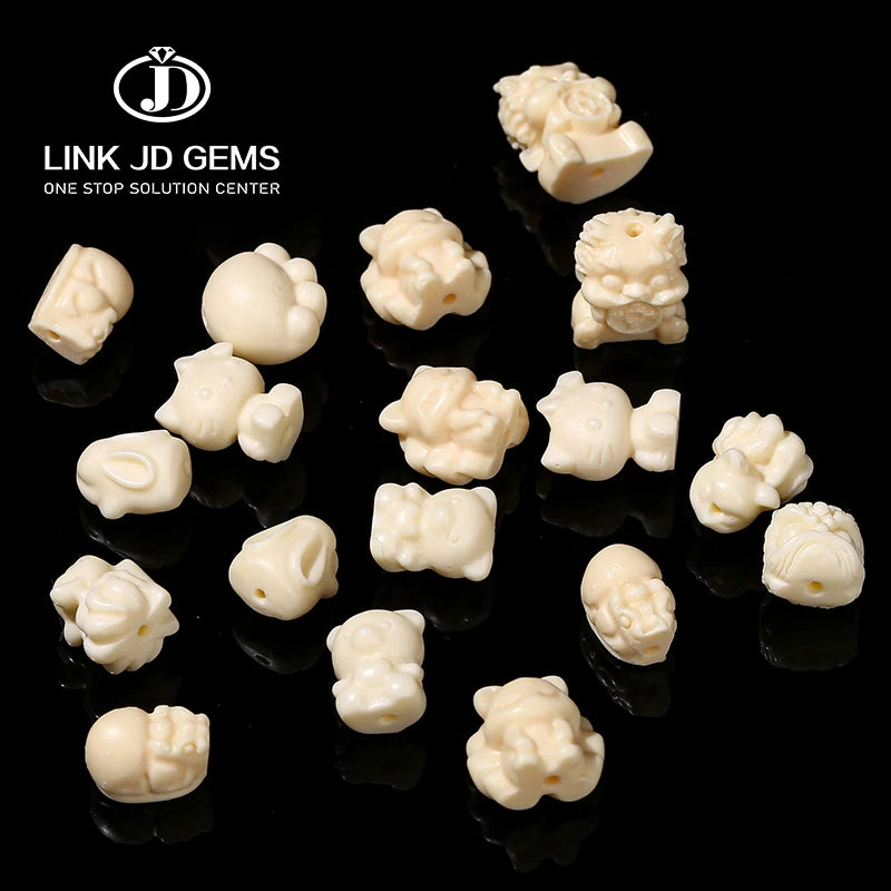 Natural Tagua Nut Carved Beads Ivory Fruit Guru Beads Animal Lucky Charm Spacer Beads DIY Jewelry Making Wholesale