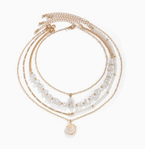 Cross Border Jewelry Beaded Shell Ocean Style Vintage Necklace Crushed Rock Baroque Imitation Pearl Necklace