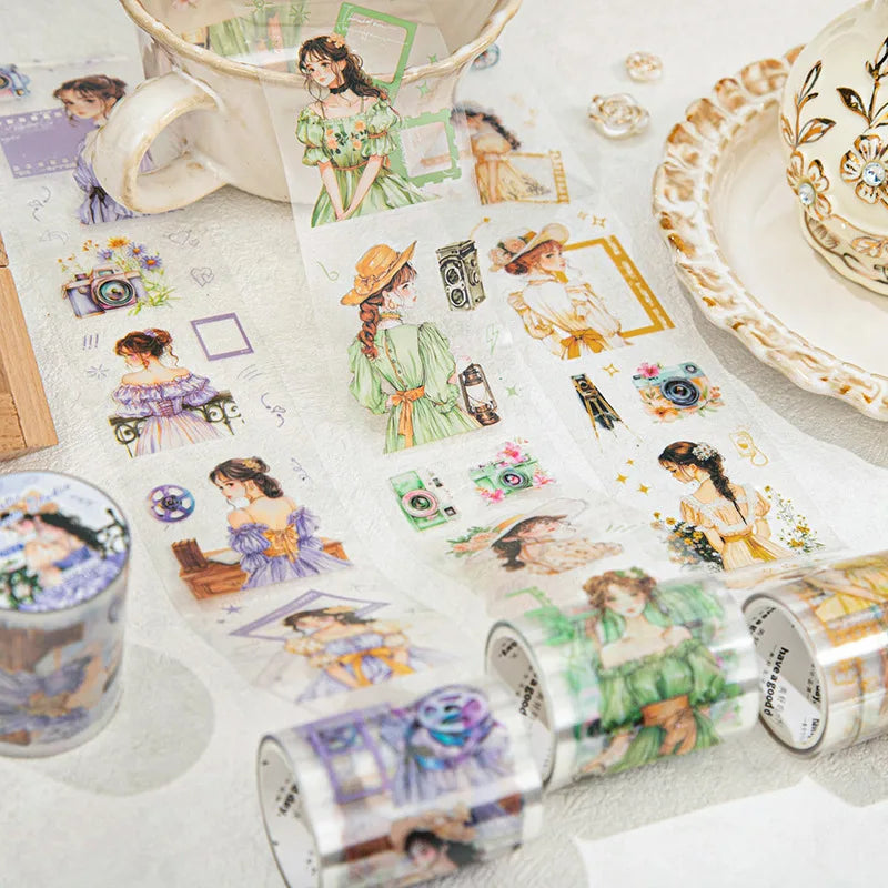 Romantic Photo Studio Series Character Film Theme Decoration 1Roll Waterproof PET Tape Rubber Adhesive Water Activated Masking MegaBDM