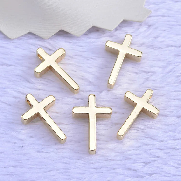 Wholesale Copper DIY Jewelry Gold Plated Cross Pendants for Women Earings and Necklace Accessories