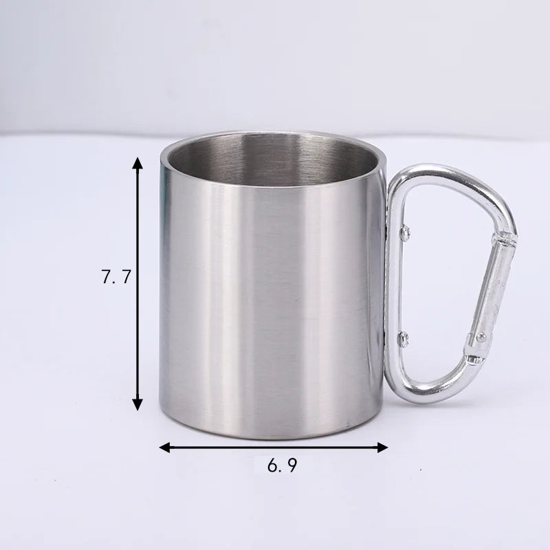 FX Factory Hot Sale Sports Stainless Steel Sublimation Coffee Mug with Carabiner Bag Carry Climbing Use Drinking Cup