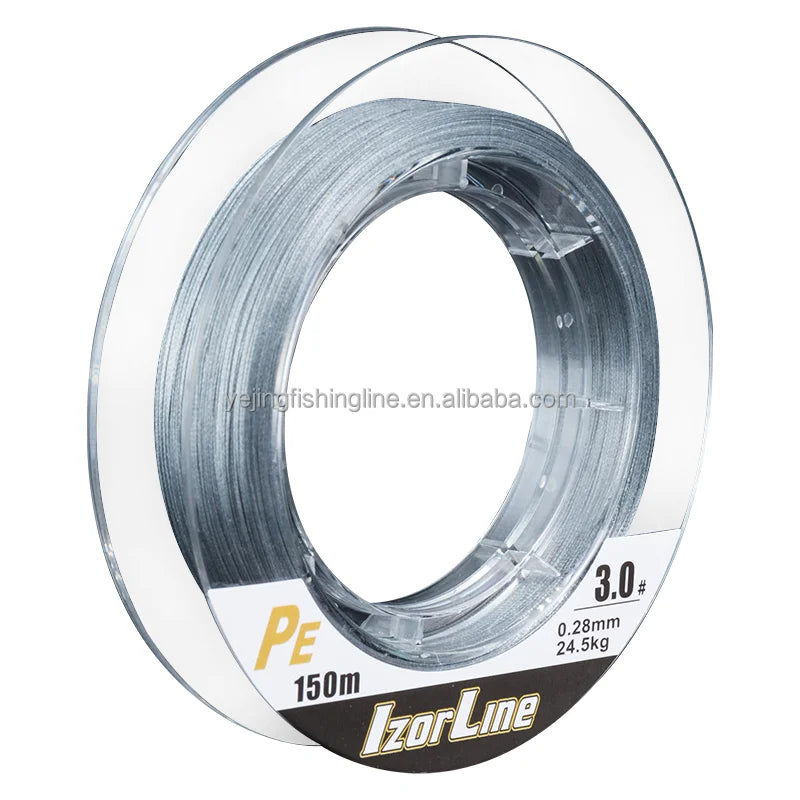 IZORLINE 16 Braided PE Lure Fishing Line Dark Grey 150m Anti-Bite & Wear-Resistant Sea Lake Hooks for River Large Object Fishing MegaBDM